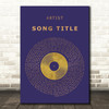 Blue & Copper Gold Vinyl Record Any Song Lyric Personalised Music Wall Art Print