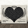 Heart Angel Wings Halo Memorial Any Song Lyric Personalised Music Wall Art Print