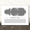 Sound Wave Minimal Black & White Any Song Lyric Personalised Music Art Print