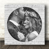 Square Vinyl Record Wedding Photo Grey Script Any Song Lyric Wall Art Print