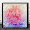 Kissing Couple Blue Pink Floral Square Any Song Personalised Music Song Lyric Art Print