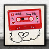 Red Pink Cassette Tape Square Any Song Personalised Square Music Song Lyric Wall Art Print
