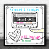 Retro Sketch Cassette Tape Square Our Any Song Personalised Music Lyric Wall Art Print