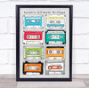 Cassette Tapes Any Text Songs Or Artists Personalised Music Song Lyric Wall Art Print