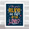 Cher Believe Navy Typography Music Song Lyric Wall Art Print