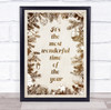 Vintage Retro Its The Most Wonderful Time Of The Year Christmas Wall Art Print