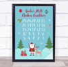 Personalised Countdown to Christmas Blue Event Sign Wall Art Print