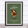 Personalised Family Name Vintage Santa Christmas Event Sign Print