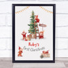 Personalised Baby First Christmas Elves Event Sign Wall Art Print