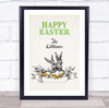 Personalised Retro Green Happy Easter Event Sign Wall Art Print