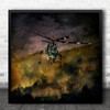Helicopter Propeller Pilots People Rescue Firefighter Square Wall Art Print