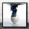 Smoke Water Liquid Egg Blue Shell Crack Broken Leak Square Wall Art Print