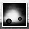 Time Clouds Silhouette Creative Landscape B&W Sky Square Wall Art Print