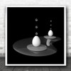 Two Eggs Abstract Water Droplets Still Life Square Wall Art Print