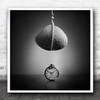 Black And White Stone On String Clock Time Square Wall Art Print