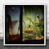 Fish Aquarium Still Life Legs Tank Water Upside Down Female Square Art Print