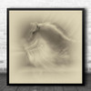 Minimal Soft Blur Horses White Running Square Wall Art Print