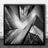 Architecture Geometry Modern Glass Steel B&W Shapes Perspective Square Art Print