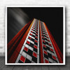 Architecture Abstract Windows Red White Selective Colour Square Wall Art Print