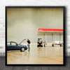 Man Gas Diesel Car Person Hood Street Australia Station Fuel Square Art Print