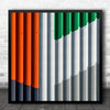 Abstract Architecture Building Orange Green White Lines Square Wall Art Print