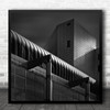 Dark Black And White Architectural Building Factory Square Wall Art Print