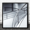 Architecture Abstract Stairs Metal Railings Silver Square Wall Art Print
