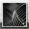 Building Flowing Lines Light Abstract Gloomy Grey Square Wall Art Print