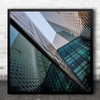 Reflection Architecture Glass Building Green Blue Square Wall Art Print