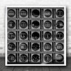 Black And White Shadows Circles Block Of Flats Square Wall Art Print