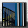Abstract Architecture Blue Yellow Lines Fence Square Wall Art Print