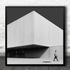 Black And White Theatre Walking Away Building Square Wall Art Print