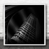 Black And White Dark Look Up Building Office Square Wall Art Print