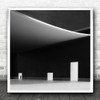 Black And White Man Architecture Lines Round Square Wall Art Print