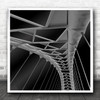 Black And White Concept Bridge Architecture Square Wall Art Print