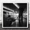 Black And White Long Exposure Train Station Square Wall Art Print