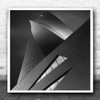 Black And White Look Up Building Skyscraper Square Wall Art Print