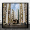 Architecture Tower Skyscraper Homes Facade Square Wall Art Print