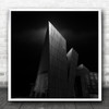 Black And White Theatre Building Shadow Square Wall Art Print
