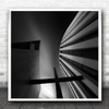 Black And White Look Up Building Cross Square Wall Art Print