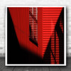 Abstract Shadows Building Window Red Square Wall Art Print
