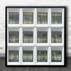 White Abstract Office Windows Modern Square Wall Art Print