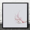 Veins Tree Twig Hand Arm White Red Abstract Blood Vein Artery Square Art Print