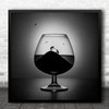 Creative B&W Help Reach Glass Drinking Addiction Climb Square Wall Art Print