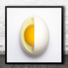 Egg Yolk Yellow White Shell Core Kitchen Still Square Wall Art Print