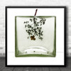 Still Life Withered Branch Flower Nature Green Glass Vase Square Wall Art Print