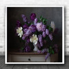 Flowers Lilac Tulips Purple Still Life Flower Tulip Bouquet Vase Square Print