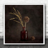 Vase Brown Plant Painterly Autumn Fall Still Life Flower Flowers Square Print