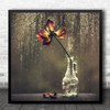 Vase Still Life Flower Waterdrops Decay Petal Petals Wither Square Art Print