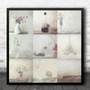 Grid Of 9 Flowers Vase Pastel Withered Seasons Square Wall Art Print